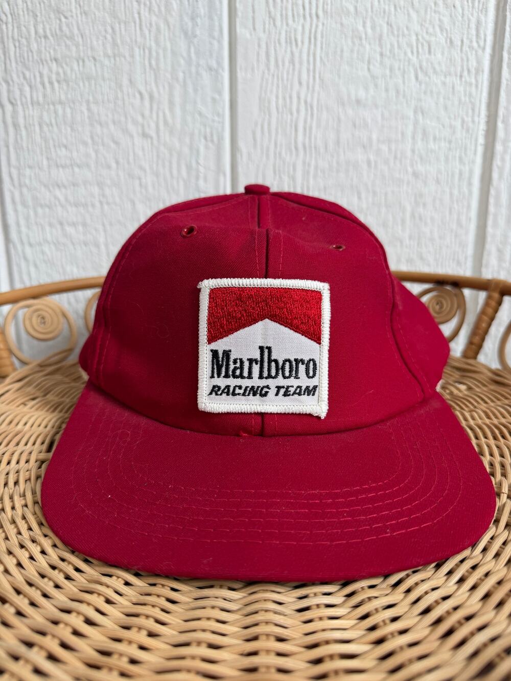 Vintage 90s Marlboro Racing Team Cigarettes Logo Patch Snapback Trucker Hat USA